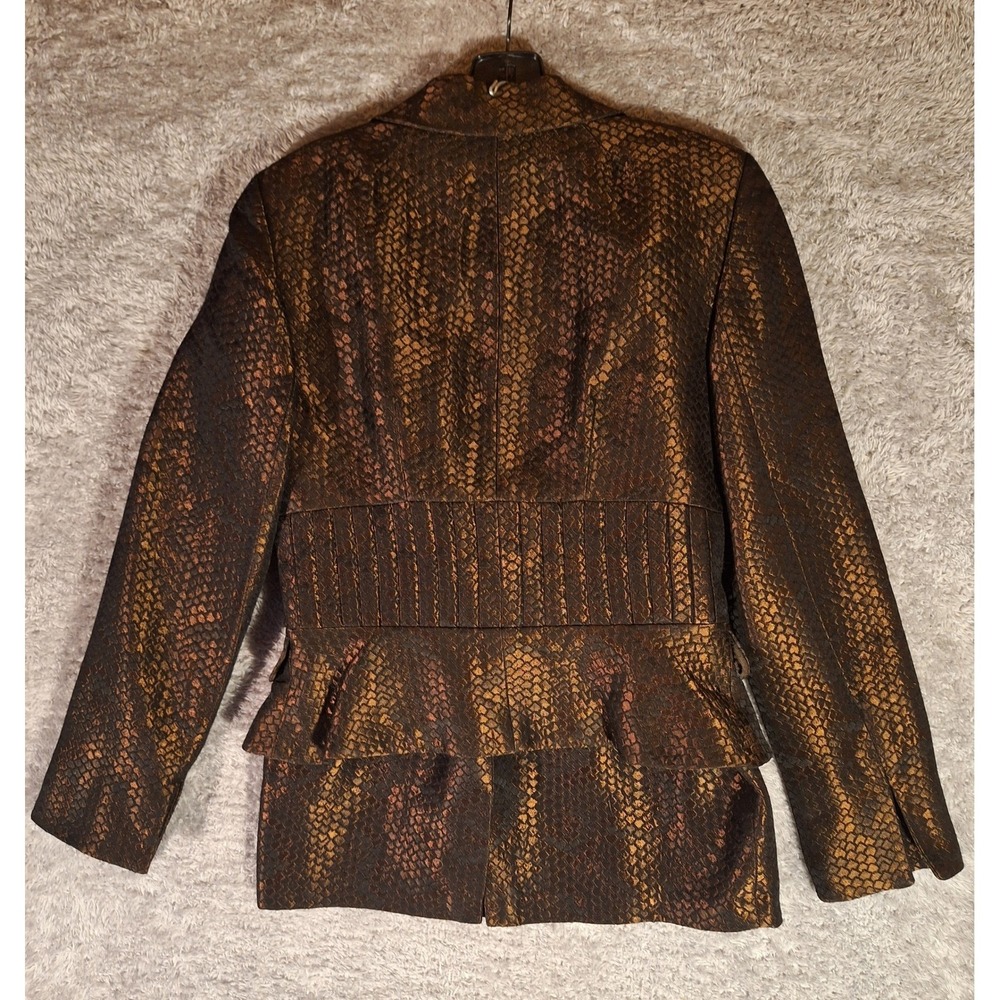 Kay Unger Snake Print Metallic Brocade Blazer Skirt Suit Set Size 6 Made Korea - Picture 2 of 16